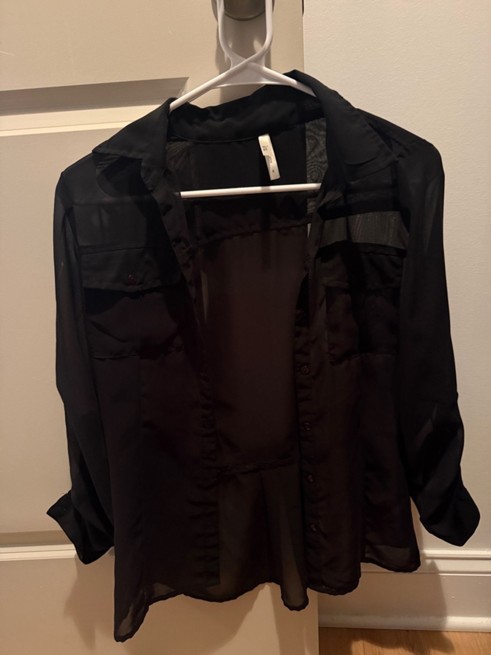 Truth Black Sheer Collared Blouse